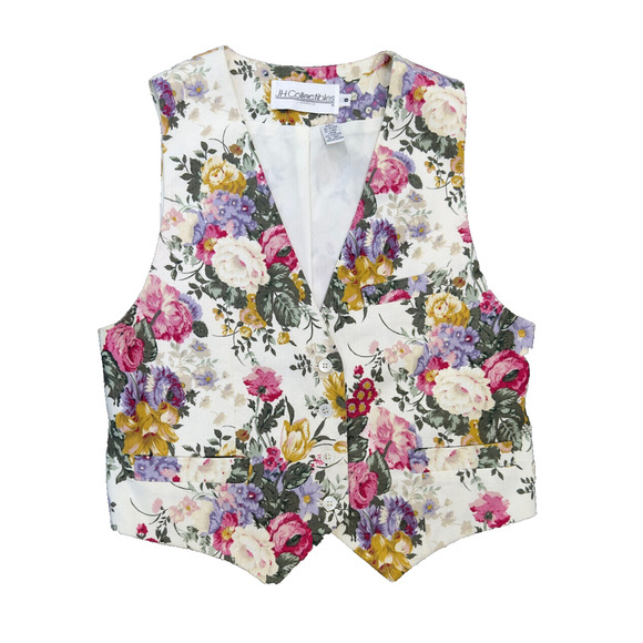 NEW~ Vintage Vest Linen Rayon Floral Cottage English Garden Country Summer~‎ 8 - Picture 1 of 4